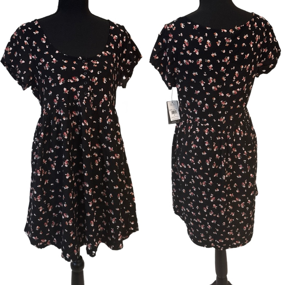 Volcom Black Floral Mini Dress